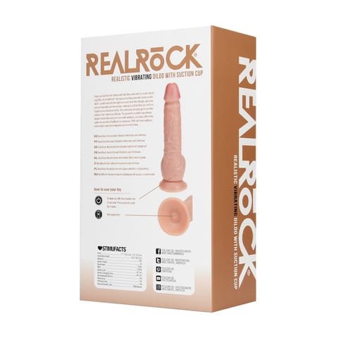 ⁨RealRock Prosty Model Wibrujący z Przyssawką 23 cm Flesh⁩ w sklepie Wasserman.eu