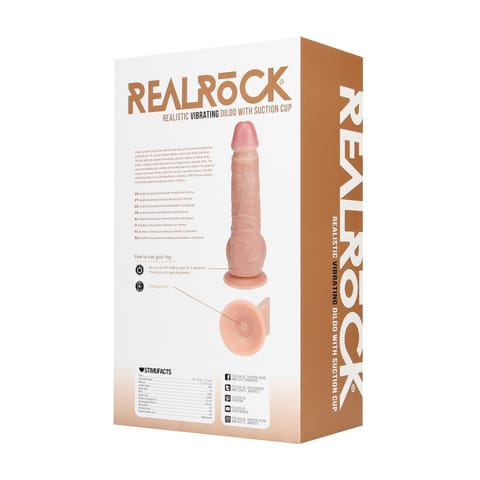 ⁨RealRock Model Prosty Wibrujący 23 cm Flesh z Przyssawką⁩ w sklepie Wasserman.eu