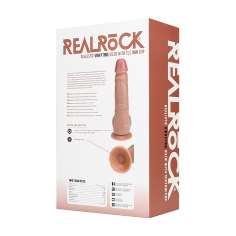 ⁨RealRock Model Wibrujący Prosty z Jądrami 23 cm Tan Mocna Przyssawka⁩ w sklepie Wasserman.eu