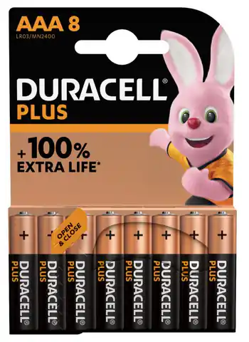 ⁨Duracell Plus MN2400 AAA, Alkaline, 8 pc(s)⁩ w sklepie Wasserman.eu