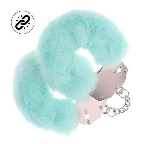 Heavy-duty Fluffy Handcuffs - Powder Green w sklepie Wasserman.eu