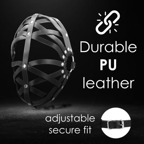 ⁨Ouch! Cage Mask Black - Regulowana maska z ekoskory, unisex⁩ w sklepie Wasserman.eu