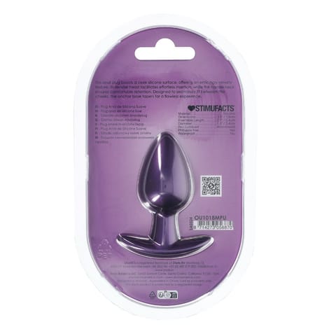 OUCH! Plug silikonowy średni 7,9 cm metaliczny fioletowy anatomiczny w sklepie Wasserman.eu