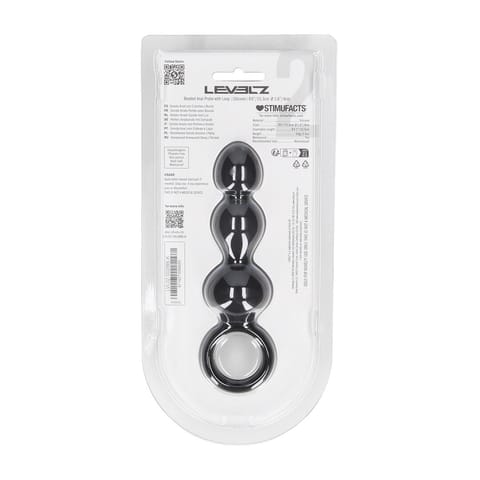Beaded Silicone Anal Probe with Loop - Black w sklepie Wasserman.eu