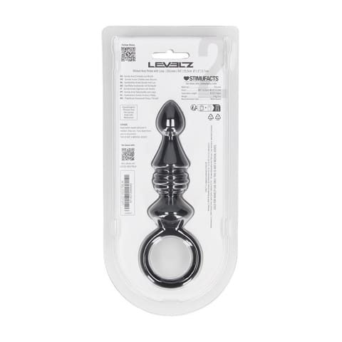 Ribbed Silicone Anal Probe with Loop - Black w sklepie Wasserman.eu