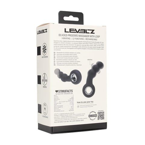 ⁨Vibrating Beaded Silicone Prostate Massager with Loop - Black⁩ w sklepie Wasserman.eu