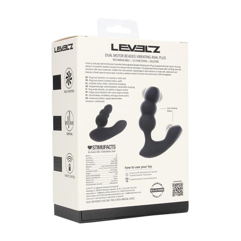 ⁨Dual Motor Remote Control Beaded Vibrating Liquid Silicone Prostate Stimulator - Black⁩ w sklepie Wasserman.eu