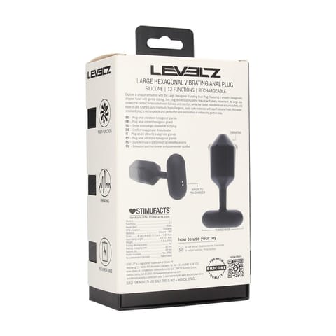 Hexagonal Vibrating Silicone Anal Plug - L - Black w sklepie Wasserman.eu