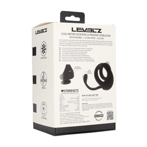 ⁨Dual Motor Silicone Cockring with Prostate Stimulator - Black⁩ w sklepie Wasserman.eu