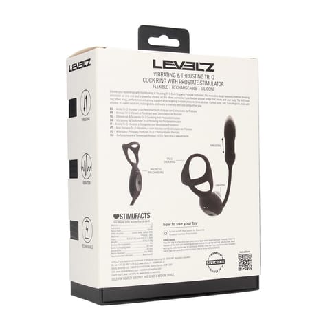 ⁨Vibrating and Thrusting Silicone Tri O Cockring with Prostate Stimulator - Black⁩ w sklepie Wasserman.eu