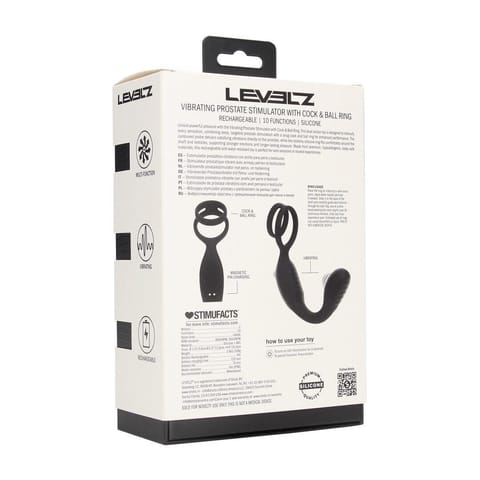 ⁨Vibrating Silicone Prostate Stimulator with Cock and Ball Ring - Black⁩ w sklepie Wasserman.eu