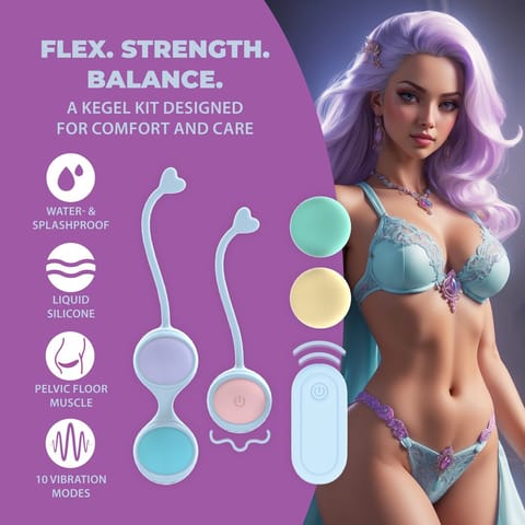 Vibrating and 5 Weight Interchangeable Kegel Kit with Remote Control - Purple w sklepie Wasserman.eu