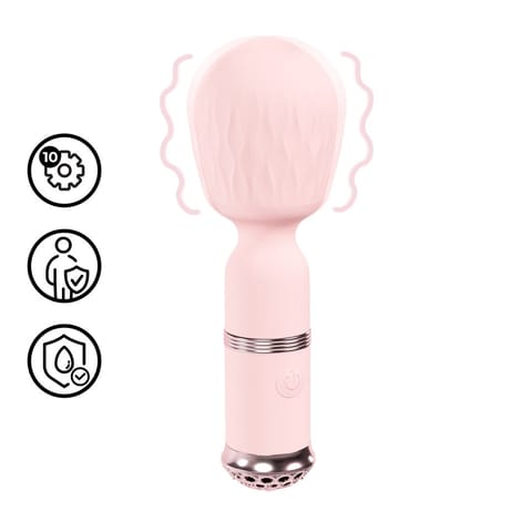 ⁨Loveline Velour Mini-Wand Rożowy - 10 Trybow, Wodoodporny, USB⁩ w sklepie Wasserman.eu