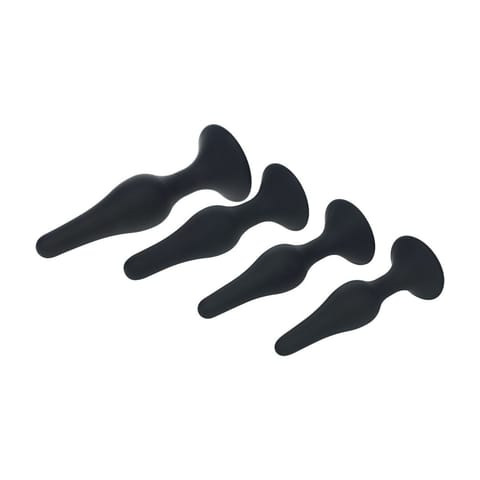 Slim Silicone Anal Plug Set of 4 - S/M/L/XL - Black w sklepie Wasserman.eu