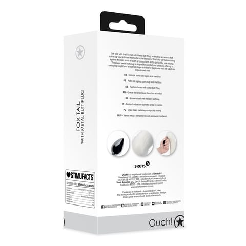 ⁨Ouch! by Shots Fox Tail Plug metalowy z puszystym ogonem srebrny⁩ w sklepie Wasserman.eu