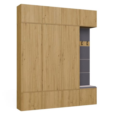 ⁨Garderoba HAGA IV/3Sz1W DĄB ARTISAN 3x Szafa + Wieszak⁩ w sklepie Wasserman.eu