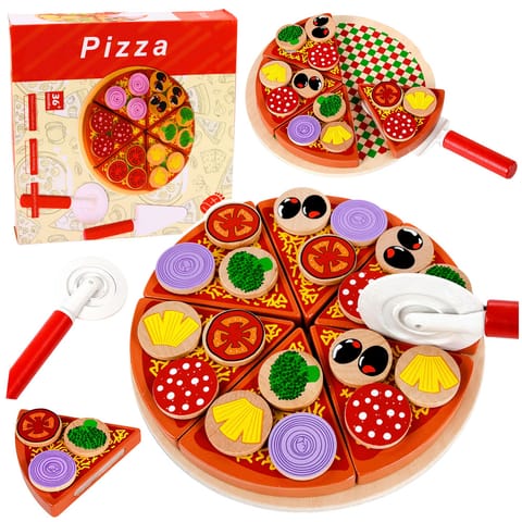 ⁨Drewniany Zestaw Do Krojenia Pizza Na Rzepy Kółko Do Krojenia Deska⁩ w sklepie Wasserman.eu