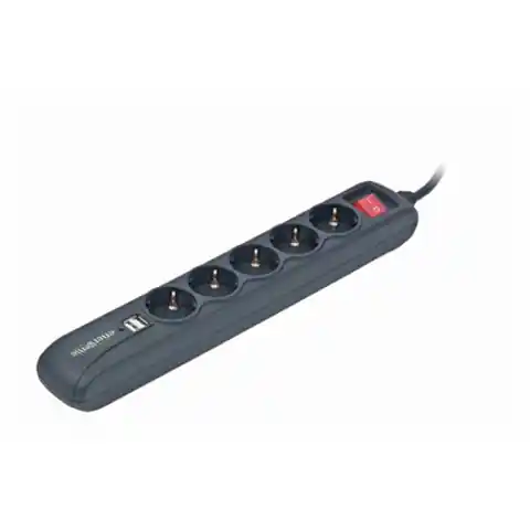 ⁨EnerGenie SPG5-U2-5 Power strip with USB charger, 5 sockets, USB 2A, 1.5 m⁩ w sklepie Wasserman.eu