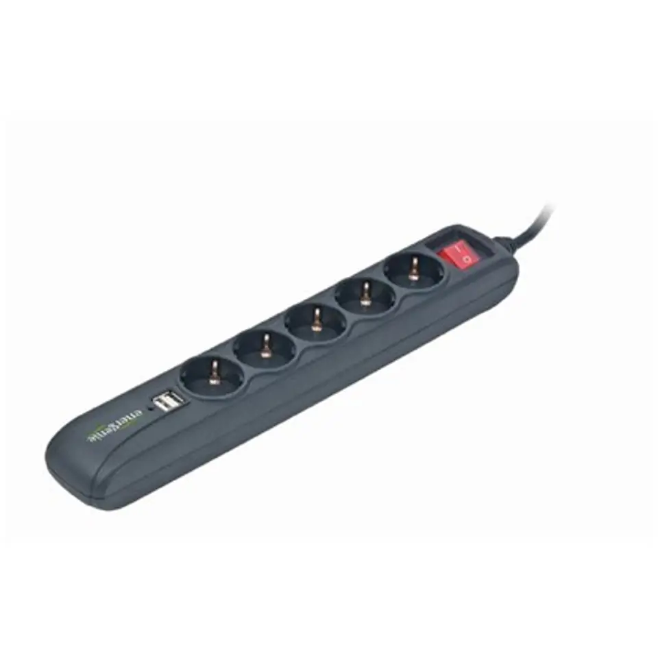 ⁨EnerGenie SPG5-U2-5 Listwa zasilająca z ładowarką USB, 5 gniazd, USB 2A, 1,5 m⁩ w sklepie Wasserman.eu