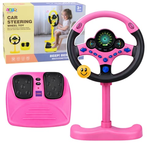 ⁨Kierownica Interaktywna Na Stojaku Z Pedałami Światła Dźwięki Różowa⁩ w sklepie Wasserman.eu