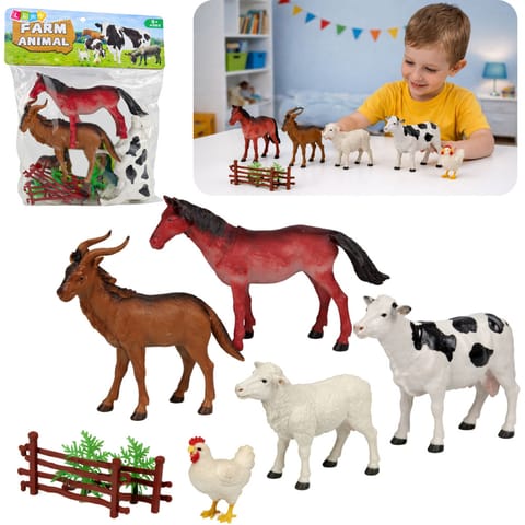⁨Zestaw Figurki Zwierzęta Domowe Gospodarskie Farma Drzewka Płot 13 el.⁩ w sklepie Wasserman.eu