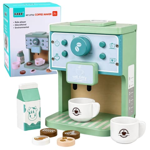 ⁨Drewniany Zestaw Ekspres Do Kawy Filiżanki Mleko Akcesoria Dla Dzieci⁩ w sklepie Wasserman.eu