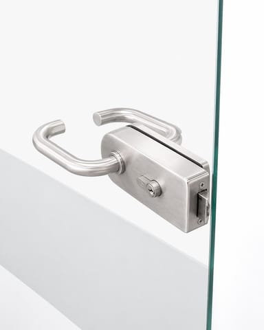⁨ZAMEK DO DRZWI SZKLANYCH OKRĄGŁY, LEWY STAL NIERDZEWNA⁩ w sklepie Wasserman.eu