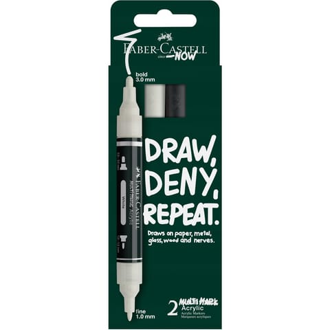 ⁨Marker akrylowy Multimark dwie końcówki 2 kolory czarny i biały 186011 Faber-Castell⁩ w sklepie Wasserman.eu