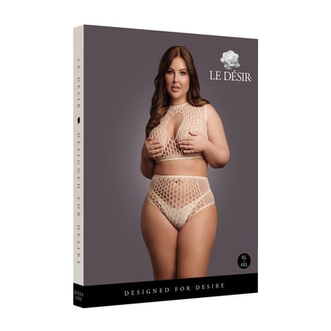 ⁨Le Desir Queen Size komplet top i figi siateczkowe XL-4XL czarny⁩ w sklepie Wasserman.eu