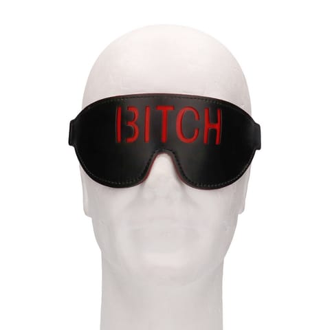 ⁨Ouch! by Shots Maska na Oczy z Czerwonym Napisem Skorzana Regulowana⁩ w sklepie Wasserman.eu