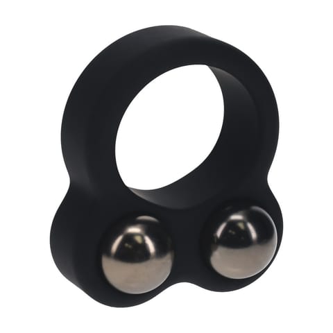 Liquid Silicone Double Weighted Ball Cockring - Black w sklepie Wasserman.eu