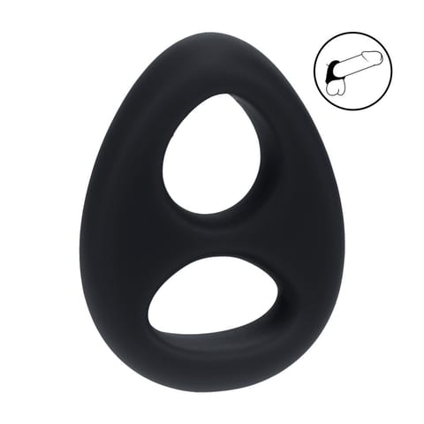 Double Liquid Silicone Cock and Ball Ring - Black w sklepie Wasserman.eu