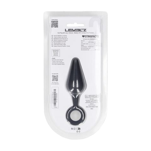 Silicone Anal Plug with Loop - M - Black w sklepie Wasserman.eu