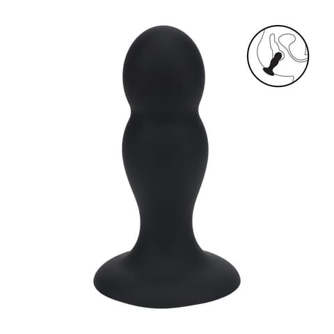 Double Rattle Liquid Silicone Anal Plug - M - Black w sklepie Wasserman.eu