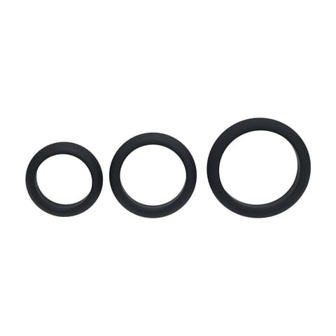 Wide O Silicone Cockring Set of 3 - S/M/L - Black w sklepie Wasserman.eu
