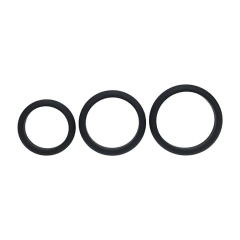 Wide O Silicone Cockring Set of 3 - L/XL/XXL - Black w sklepie Wasserman.eu
