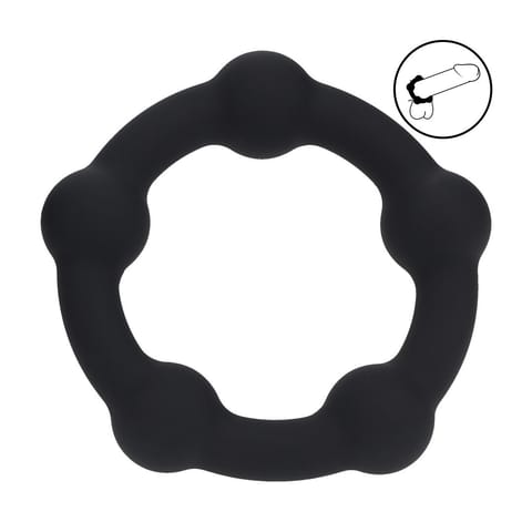 Beaded Silicone Cockring - S - 30mm - Black w sklepie Wasserman.eu