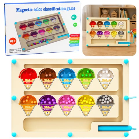 ⁨Drewniany Labirynt Magnetyczny Sorter Kolorów Edukacyjny Nauka Liczb⁩ w sklepie Wasserman.eu