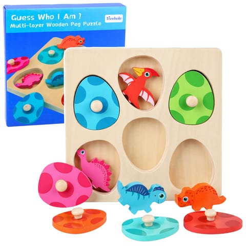 ⁨Układanka Drewniana Dinozaury W Jajkach Gra Memory Edukacyjna⁩ w sklepie Wasserman.eu