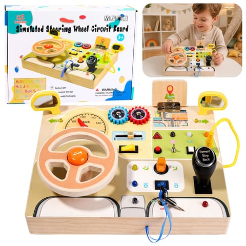 ⁨Interaktywna Tablica Manipulacyjna Edukacyjna Drewniana Kierownica Kluczyk⁩ w sklepie Wasserman.eu