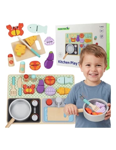 ⁨TOOKY TOY Drewniana Kuchnia z Akcesoriami - Zestaw Małego Kucharza⁩ w sklepie Wasserman.eu