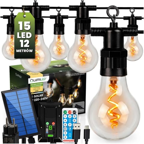 ⁨GIRLANDA SOLARNA/230V ALAVAS 2W1 15 LED SPIRAL 11.58MB PILOT⁩ w sklepie Wasserman.eu