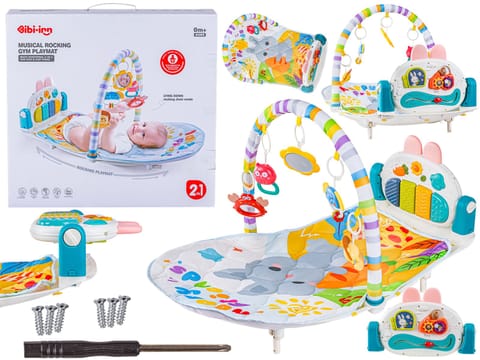 ⁨Leżaczek Bujaczek Mata edukacyjna dla dzieci Interaktywna Pianinko Grzechotki Projektor⁩ w sklepie Wasserman.eu