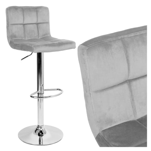 ⁨Hoker barowy Arako chromowane szare Velvet⁩ w sklepie Wasserman.eu