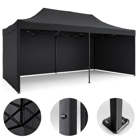 ⁨Pawilon ogrodowy 3 scianki 3 x 6m czarny Plonos⁩ w sklepie Wasserman.eu