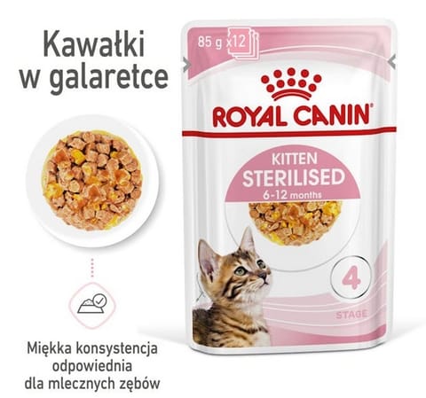 ⁨Royal Canin Kitten Sterilised karma mokra w galaretce dla kociąt od 6 do 12 miesiąca życia, sterylizowanych saszetka 85g⁩ w sklepie Wasserman.eu