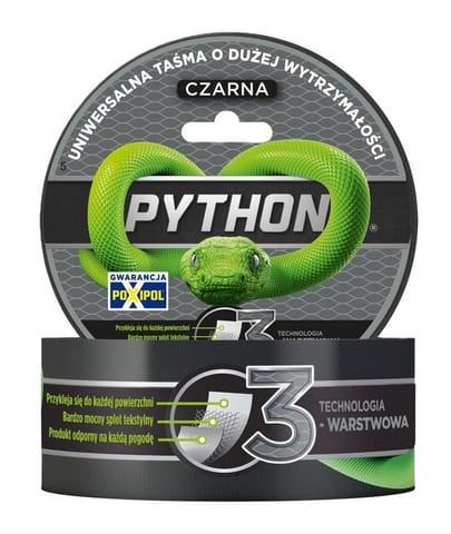 ⁨TAŚMA DUCT TAPE PYTHON CZARNA 48MM*25M⁩ w sklepie Wasserman.eu