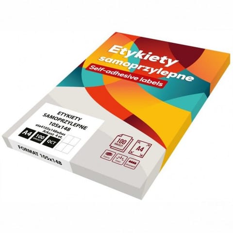 ⁨Etykiety A4 białe BASIC (100ark) 105x148mm eta4105x148wbas⁩ w sklepie Wasserman.eu