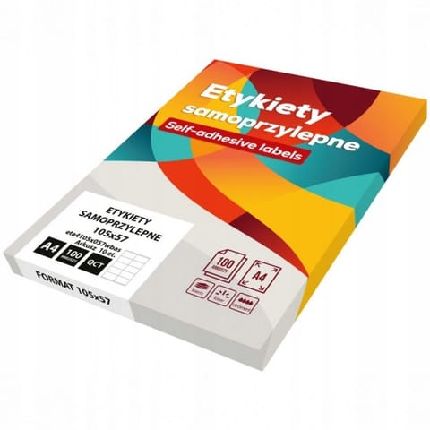 ⁨Etykiety A4 białe BASIC (100ark) 105x57mm eta4105x057wbas⁩ w sklepie Wasserman.eu