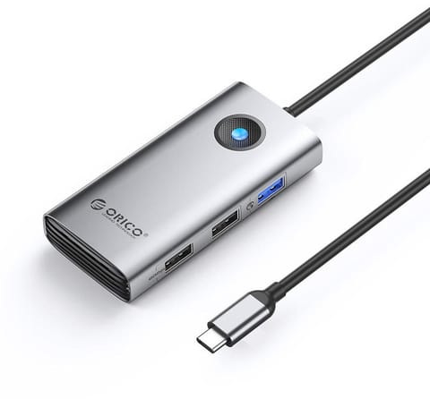 ⁨Hub USB Orico 5Gbps, USB-A, 2xUSB-A 2.0, PD60W, HDMI 4K@30Hz, szary⁩ w sklepie Wasserman.eu